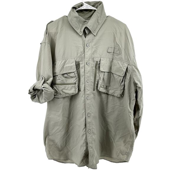 Cabela's Guidewear Fishing Button Down Shirt Pockets Safari Outdoor Cream XLarge - Picture 1 of 6